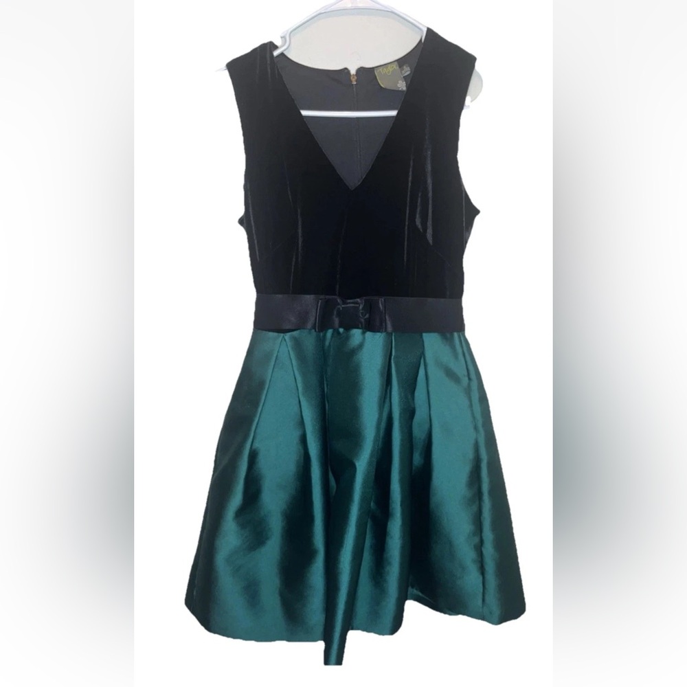 Taylor Womans Black/Green Party Cocktail Sleeveless Midi Dress Size 4 EUC